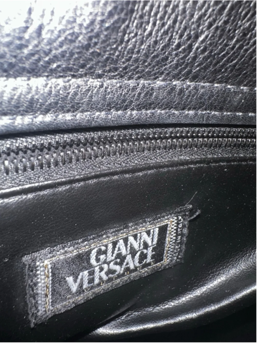 Gianni Versace Gray Wool and Black Leather Medusa Hobo Bag